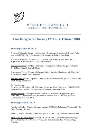Kleines Deutsches Reitpferd - Pferdestammbuch Schleswig ...