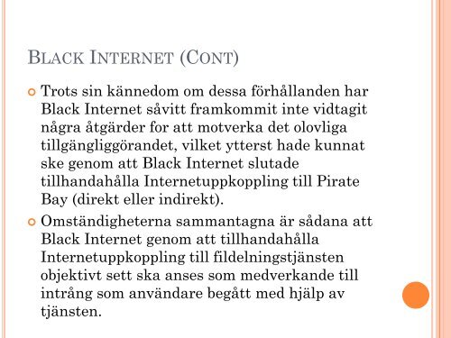 ISP LIABILITY IN SWEDEN