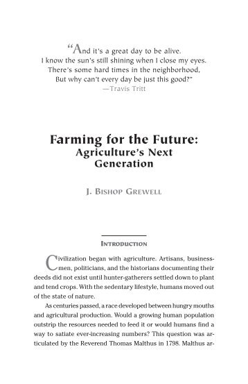 J. BISHOP GREWELL Farming for the  Future: Agriculture's ... - PERC