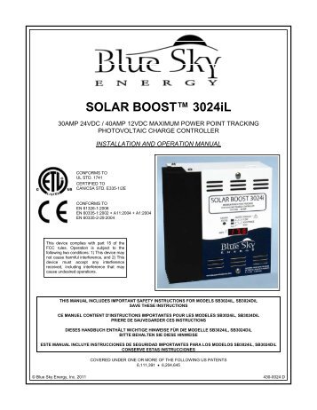 SOLAR BOOSTâ¢ 3024iL - Blue Sky Energy