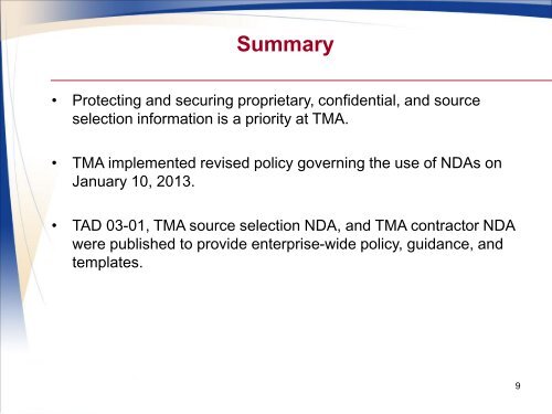 TMA Non-Disclosure Agreement - Tricare