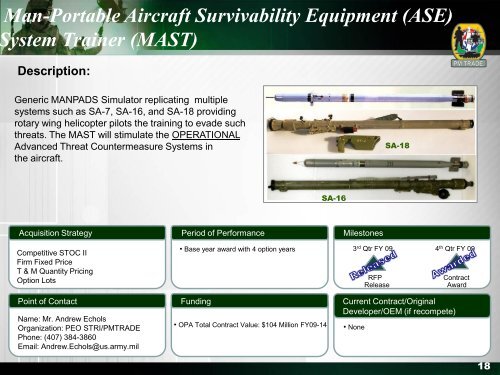 20 January 2010 PM TRADE Brief - PEO STRI - U.S. Army