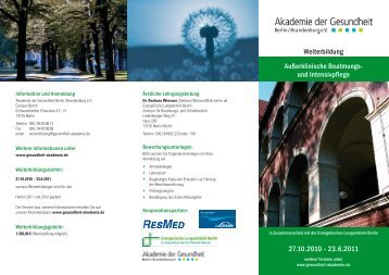 Flyer der Akademie der Gesundheit Berlin / Brandenburg e.V.