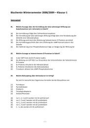 Biochemie Wintersemester 2008/2009 â Klausur 1 - Fachschaft ...