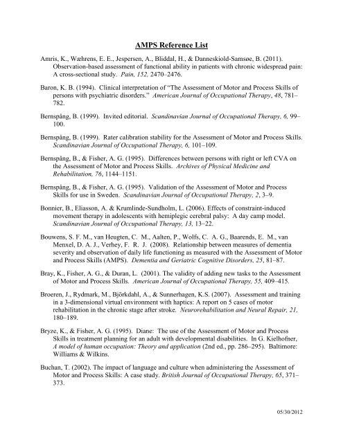 AMPS Reference List