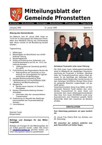 Mitteilungsblatt der Gemeinde Pfronstetten