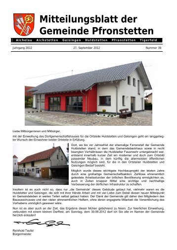 Mitteilungsblatt der Gemeinde Pfronstetten