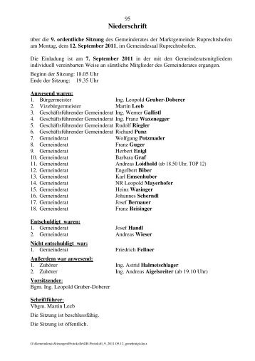 Protokoll der 09. Ordentlichen Sitzung (180 KB) - .PDF