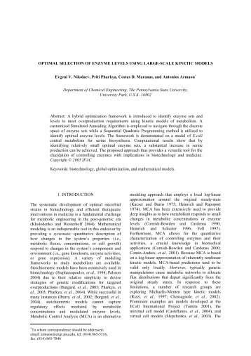 Optimal selection of enzyme levels using large ... - Costas Maranas