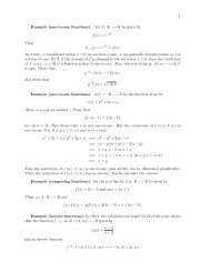 1 Example (one-to-one functions). Let f : R ââ R be given by f(x) = e ...