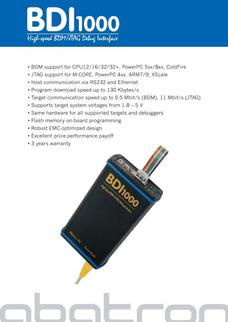 Abatron BDI3000 bdiGDB JTAG デバッガー GDB Abatron BDI3000 bdiGDB JTAG デバッガー GDB Abatron AG