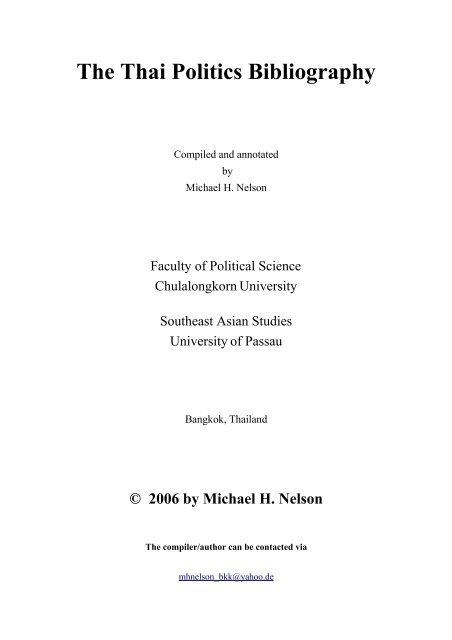 The Thai Politics Bibliography Universitat Passau