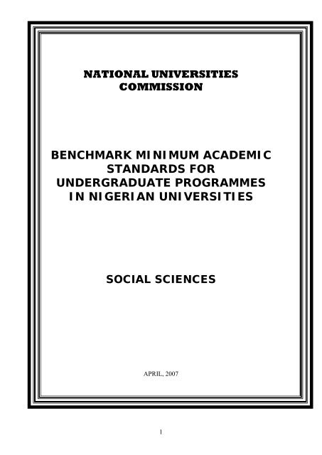 BMASS Social Science - National Universities Commission