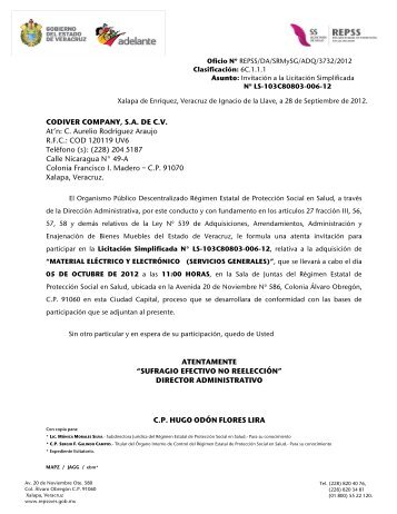 CODIVER COMPANY, SA DE CV At'n: C. Aurelio RodrÃ­guez Araujo ...