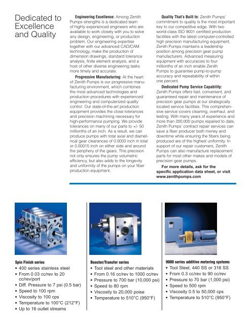 ZenithÂ® Pumps Precision Gear Pumps - LUBOSA