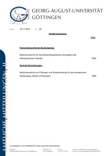 Amtliche Mitteilungen II Ausgabe 29 - Georg-August-Universität ...
