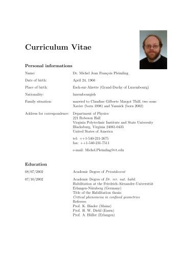 Extended CV - Physics - Virginia Tech