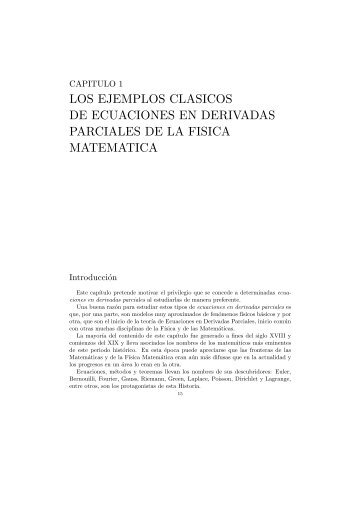 los ejemplos clasicos de ecuaciones en derivadas parciales de la ...