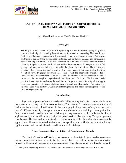 Variations in the Dynamic Properties of Structures - Mechanical and ...