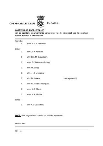20-03-2013 - Openbaar Lichaam Bonaire