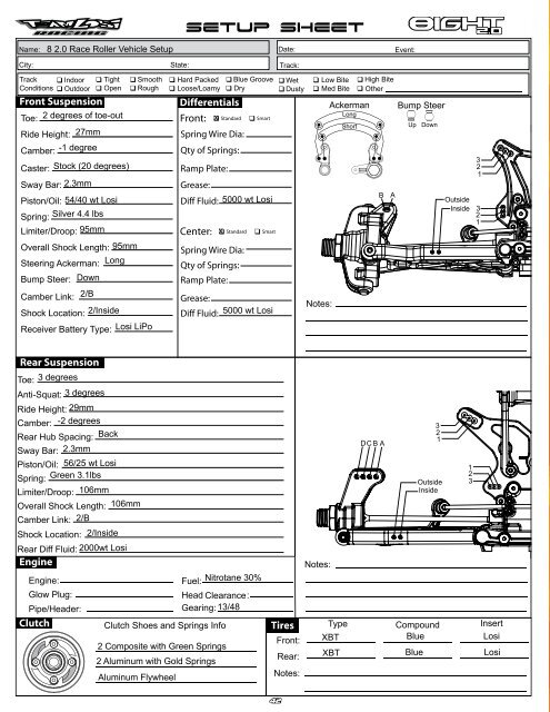 Losi 8ight Spring Chart