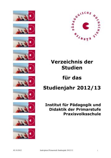 Verzeichnis der Studien für das Studienjahr 2012/13