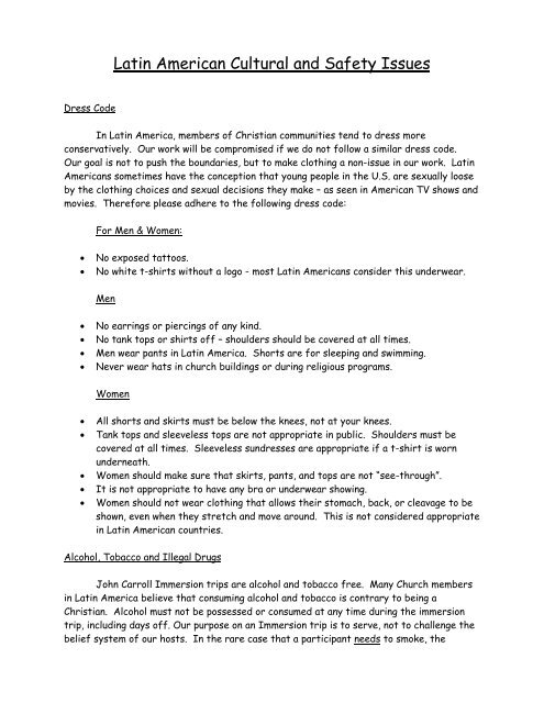 Guatemala â January 5-14, 2012 Packing List - John Carroll University