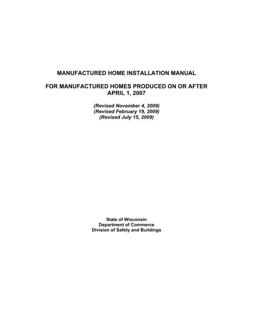 manufactured home installation manual for manufactured homes ...