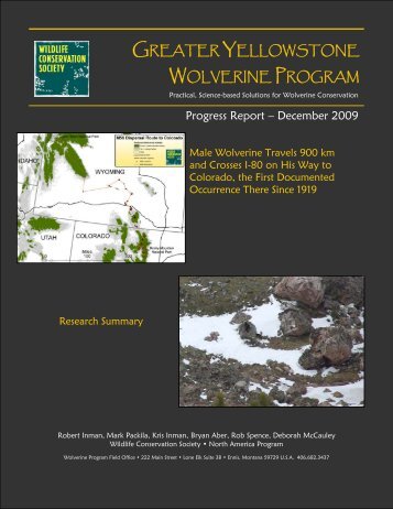 Progress Report - The Wolverine Foundation