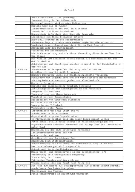 02.01.99 Spielbericht des Keglerbezirkes ... - Stadt Pirmasens