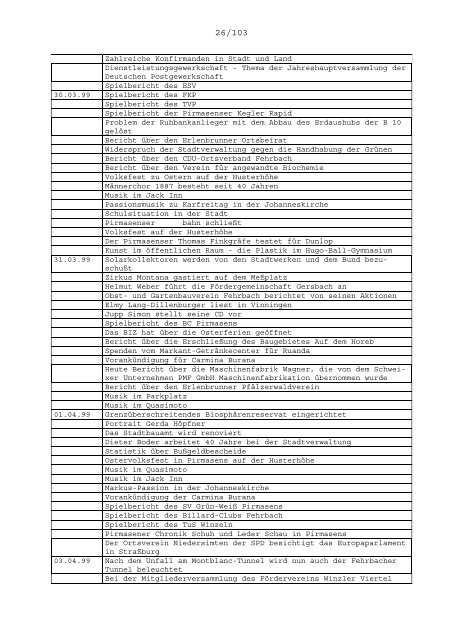 02.01.99 Spielbericht des Keglerbezirkes ... - Stadt Pirmasens