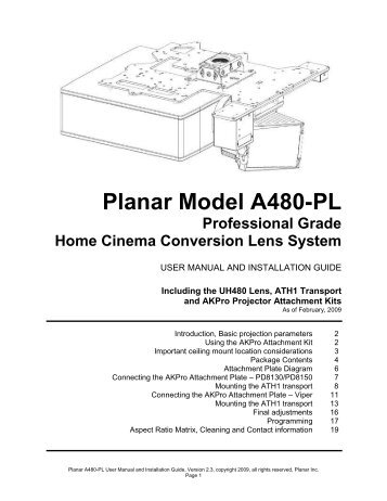 ANAMORPHIC LENS ATTACHMENT PLATE - Planar