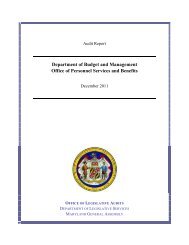 Department of Budget and Management - Office of Legislative Audits