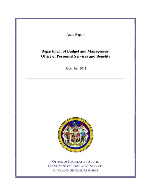 Department of Budget and Management - Office of Legislative Audits