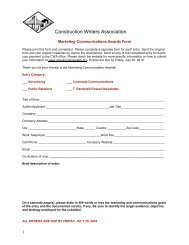 Entry Form - Construction Writers Associations