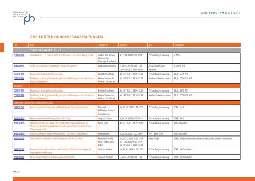 ahs-bildungsangebot 2012/13 - Pädagogische Hochschule Salzburg