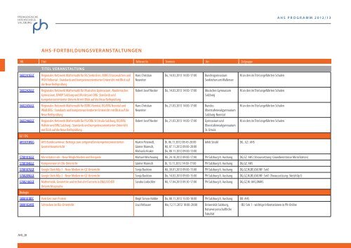 ahs-bildungsangebot 2012/13 - Pädagogische Hochschule Salzburg