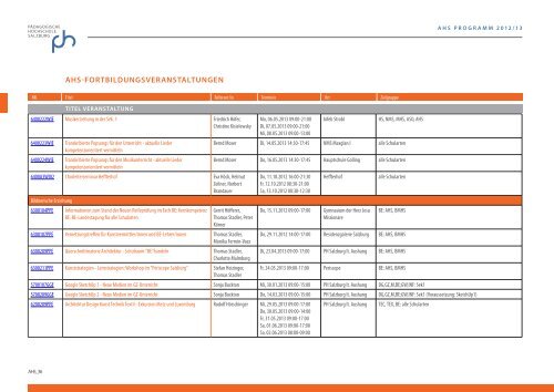 ahs-bildungsangebot 2012/13 - Pädagogische Hochschule Salzburg