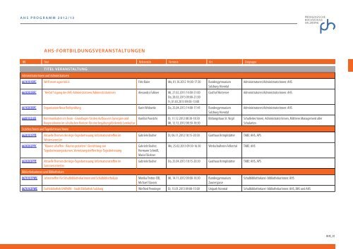 ahs-bildungsangebot 2012/13 - Pädagogische Hochschule Salzburg
