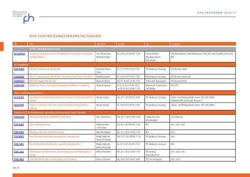 ahs-bildungsangebot 2012/13 - Pädagogische Hochschule Salzburg