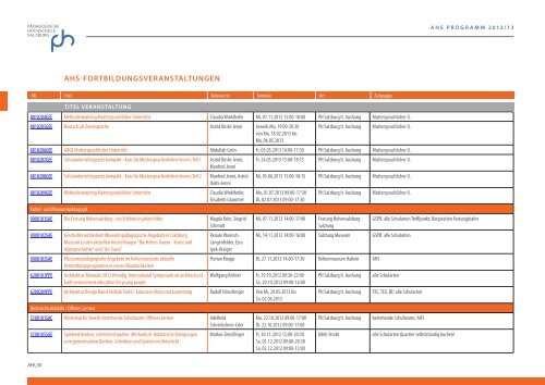 ahs-bildungsangebot 2012/13 - Pädagogische Hochschule Salzburg