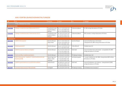ahs-bildungsangebot 2012/13 - Pädagogische Hochschule Salzburg