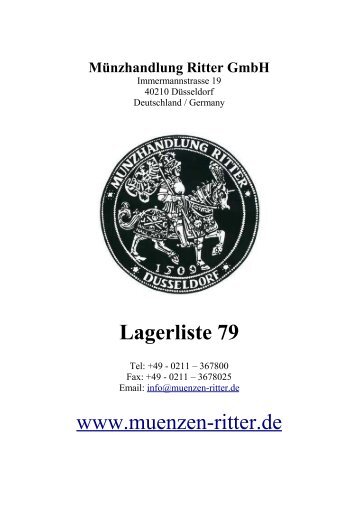 Lagerliste 79 www.muenzen-ritter.de - MÃ¼nzhandlung Ritter GmbH