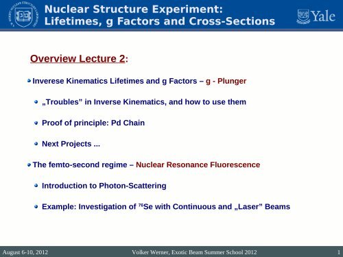 Nuclear Structure Experiment - II