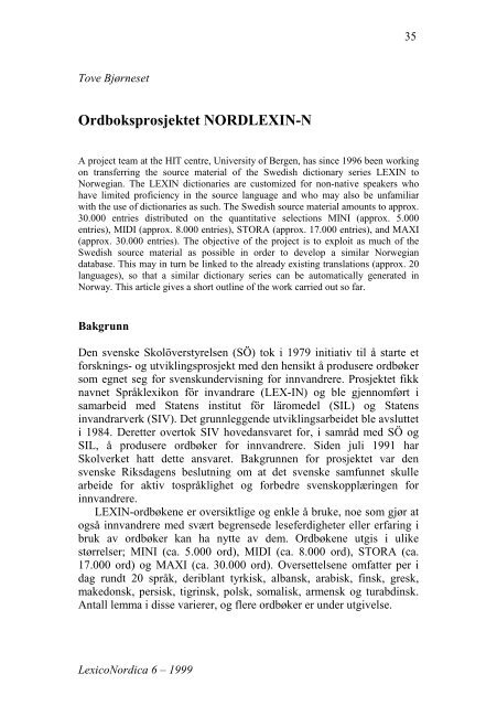 LEXICONORDICA 6–1999 - Nordisk Sprogkoordination