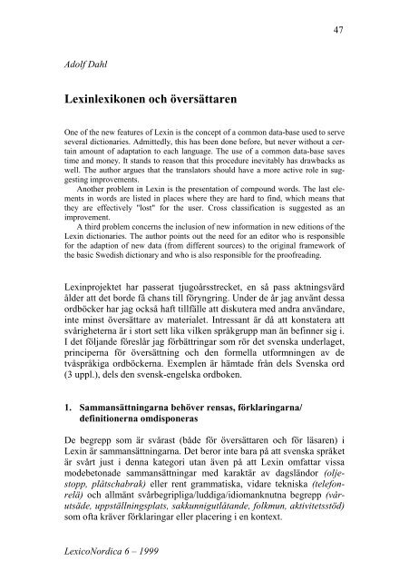 LEXICONORDICA 6–1999 - Nordisk Sprogkoordination
