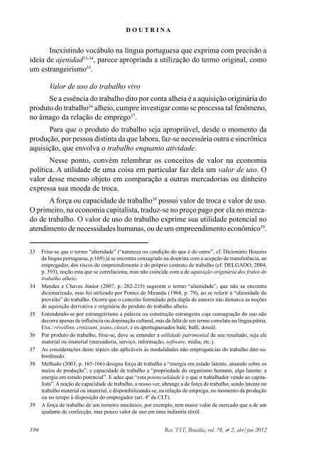 RELAÃÃO DE EMPREGO: O MESMO E NOVO CONCEITO - TST