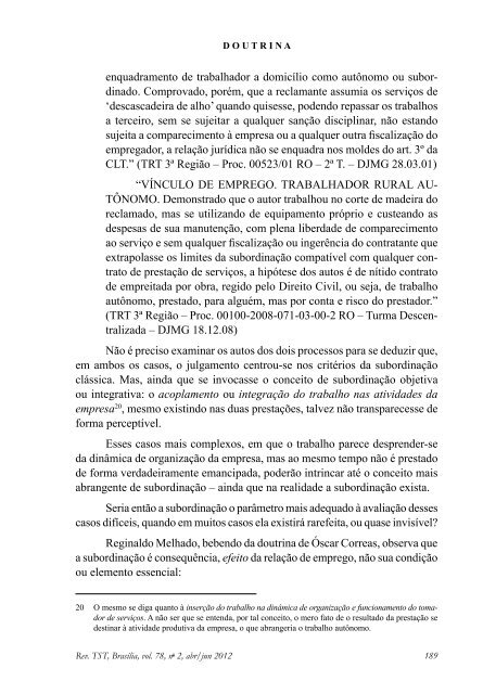 RELAÃÃO DE EMPREGO: O MESMO E NOVO CONCEITO - TST