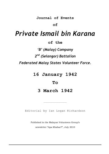 Ismail bin Karana's story - Malayan Volunteers Group