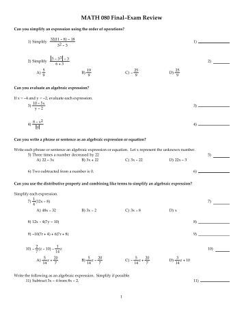 Math 0308 Final Exam Review